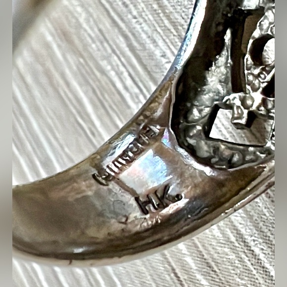 Vintage Badavici H.K. Sterling Silver Rainbow Moonstone Cabochon Ring, Size 7 - Picture 7 of 12